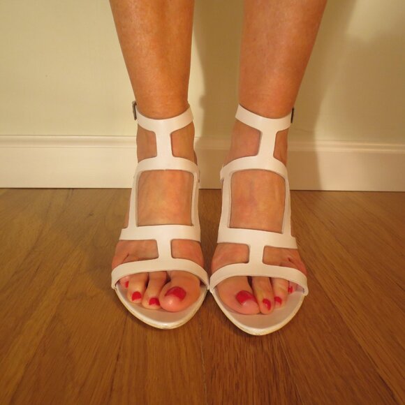 NNB PLEIN SUD White Mid Heel Sandals - Picture 2 of 10